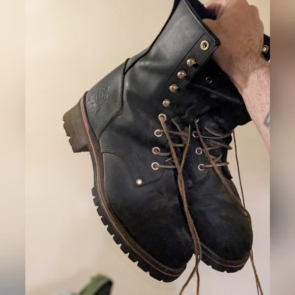 Vegan Georgia Boot Men's Black and Brown Lace-Up Steel Toe Boots - Picture 4 of 5